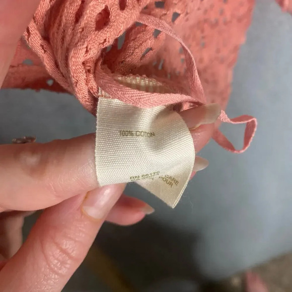 Free people beach womens crotchet crop tank peach beach coastal summer Large - Picture 2 of 10